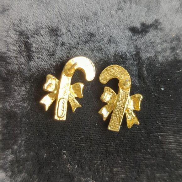 Vintage 80s Avon Candy Cane Post Earrings - Picture 3 of 5